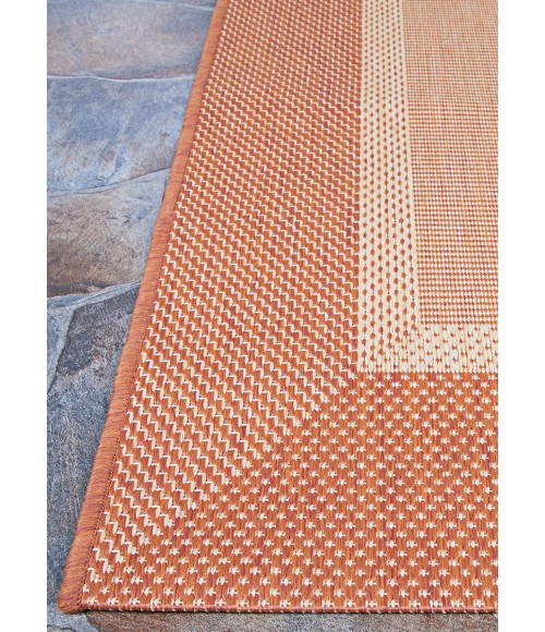 Couristan Recife Stria Texture 5' x 8' Natural/Terra Cotta Area Rug