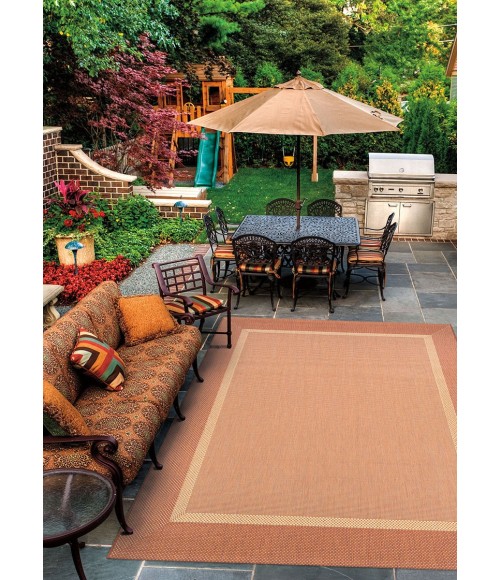 Couristan Recife Stria Texture 5' x 8' Natural/Terra Cotta Area Rug