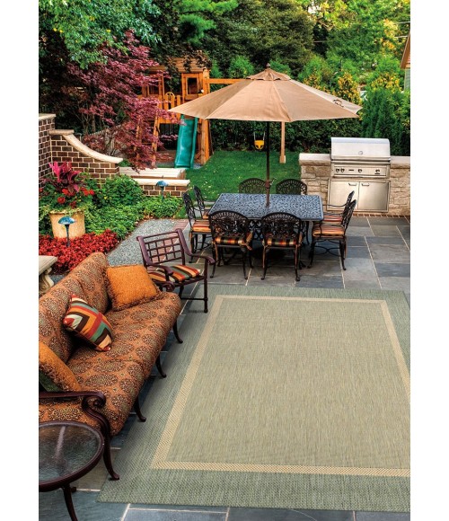 Couristan Recife Stria Texture 2' x 4' Natural/Green Area Rug