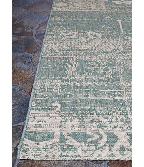 Couristan Afuera Country Cottage Long Runner Sea Mist/Ivory Area Rug