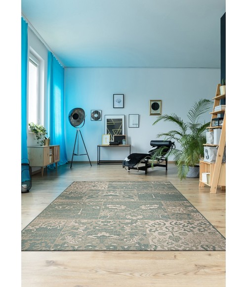 Couristan Afuera Country Cottage Long Runner Sea Mist/Ivory Area Rug