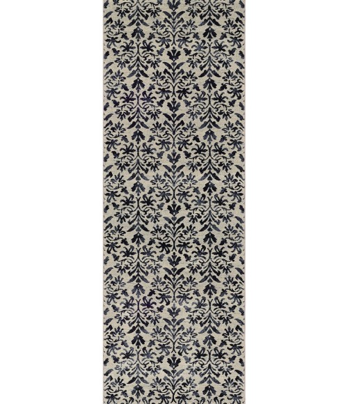 Couristan Everest Retro Damask 8' Runner Grey/Black Area Rug