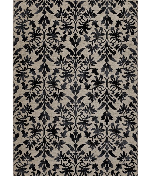 Couristan Everest Retro Damask 2' x 4' Grey/Black Area Rug