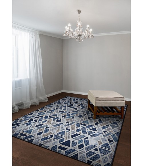 Easton Area Rug Couristan Easton City Bricks 8' Runner Graffiti Blue Area Rug
