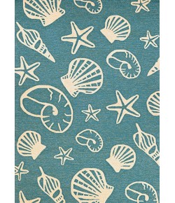 Couristan Outdoor Escape Cardita Shells Turquoise/Ivory Area Rug 7 ft. 10 in. X 7 in.10 in. Round