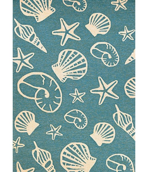 Couristan Outdoor Escape Cardita Shells 9' Runner Turquoise/Ivory Area Rug