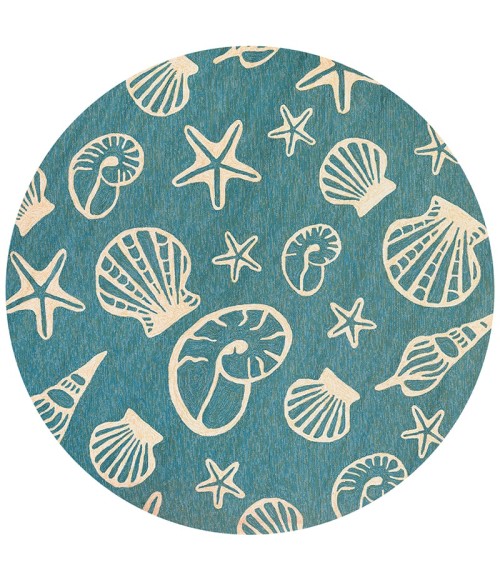 Couristan Outdoor Escape Cardita Shells 8' x 11' Turquoise/Ivory Area Rug