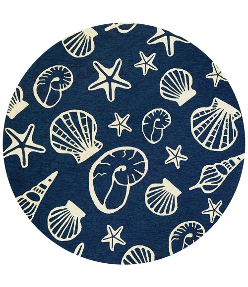 Couristan Outdoor Escape Cardita Shells 9' Runner Navy/Ivory Area Rug