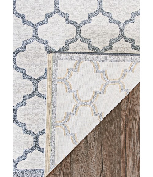 Marina Area Rug Couristan Marina Garden Gate 8' Runner Oyster/Slate Blue Area Rug