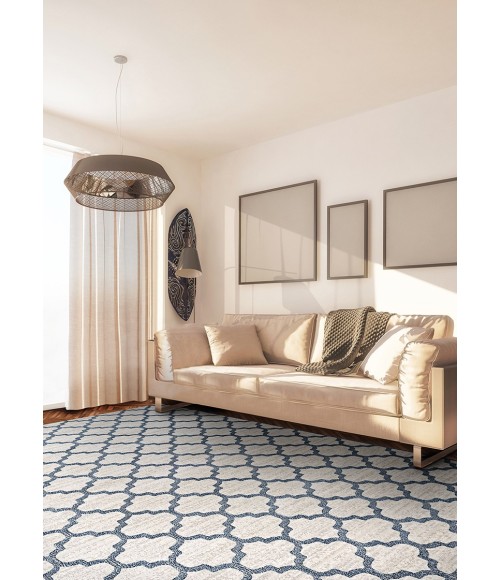 Marina Area Rug Couristan Marina Garden Gate 8' Runner Oyster/Slate Blue Area Rug