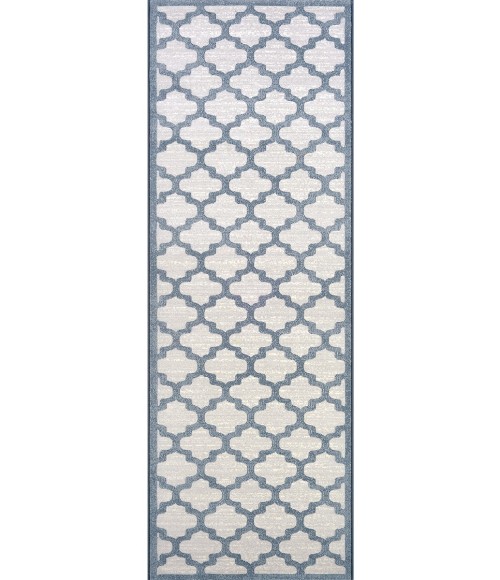 Marina Area Rug Couristan Marina Garden Gate 8' Runner Oyster/Slate Blue Area Rug