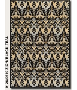 Couristan Everest Zion Black/Teal Area Rug 9 ft. 2 X 12 ft. 5 Rectangle