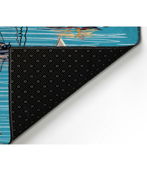 Dalyn Indoor/Outdoor Harbor HA8 Teal Washable 2'6" x 3'10" Rug