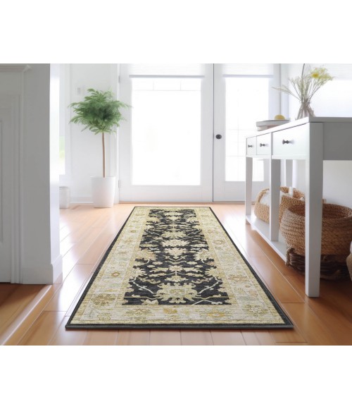 Dalyn Luxury Washable Hatay HY2 Black 2'3" x 7'6" Runner Rug