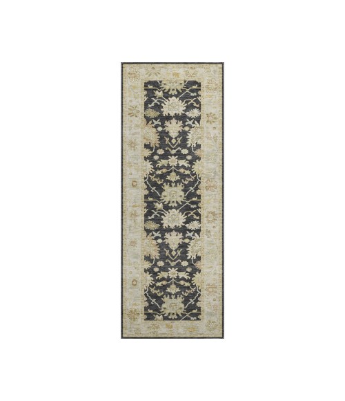 Dalyn Luxury Washable Hatay HY2 Black 2'3" x 7'6" Runner Rug