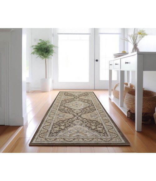 Dalyn Luxury Washable Hatay HY3 Chocolate 2'3" x 7'6" Runner Rug