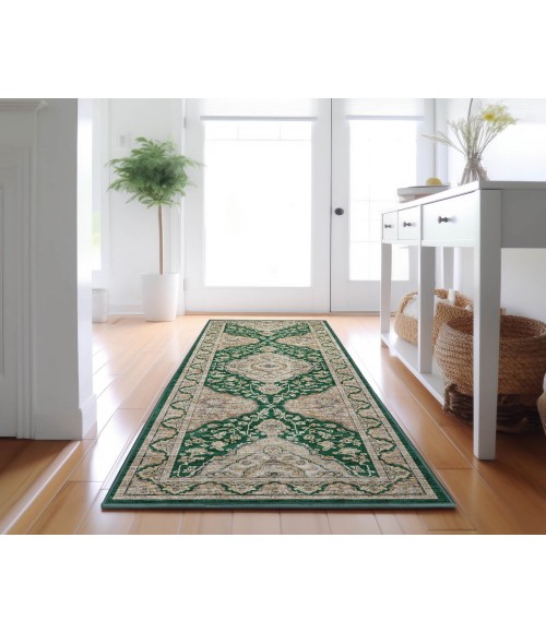 Dalyn Luxury Washable Hatay HY3 Emerald 2'3" x 7'6" Runner Rug