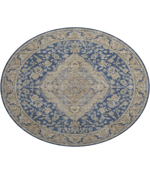 Dalyn Luxury Washable Hatay HY3 Navy 8' x 8' Round Rug