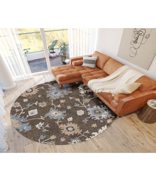 Dalyn Luxury Washable Hatay HY4 Chocolate 8' x 8' Round Rug