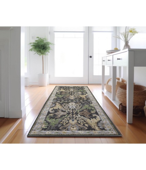 Dalyn Luxury Washable Hatay HY6 Black 2'3" x 7'6" Runner Rug