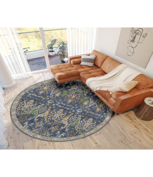 Dalyn Luxury Washable Hatay HY6 Navy 8' x 8' Round Rug