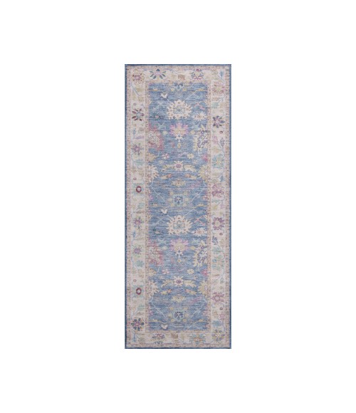 Dalyn Luxury Washable Hatay HY7 Blue 2'3" x 7'6" Runner Rug