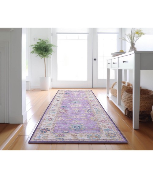 Dalyn Luxury Washable Hatay HY7 Purple 2'3" x 7'6" Runner Rug