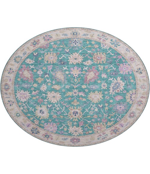 Dalyn Luxury Washable Hatay HY7 Teal 8' x 8' Round Rug