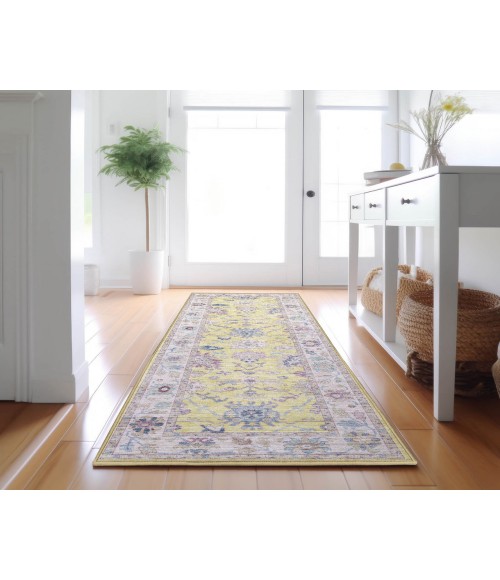 Dalyn Luxury Washable Hatay HY7 Yellow 2'3" x 7'6" Runner Rug