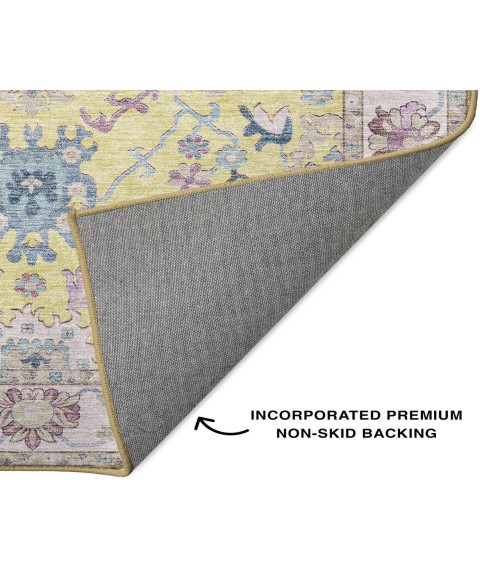 Dalyn Luxury Washable Hatay HY7 Yellow 2'3" x 7'6" Runner Rug