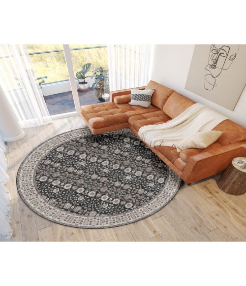 Dalyn Luxury Washable Hatay HY8 Black 8' x 8' Round Rug