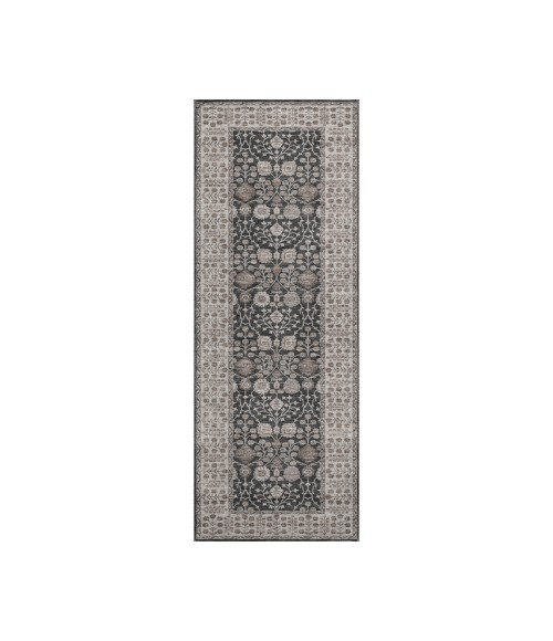 Dalyn Luxury Washable Hatay HY8 Black 2'3" x 7'6" Runner Rug
