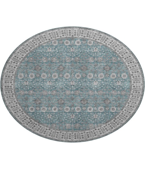 Dalyn Luxury Washable Hatay HY8 Teal 8' x 8' Round Rug