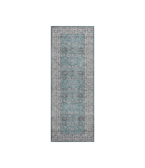 Dalyn Luxury Washable Hatay HY8 Teal 2'3" x 7'6" Runner Rug