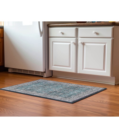 Dalyn Luxury Washable Hatay HY8 Teal 1'8" x 2'6" Rug