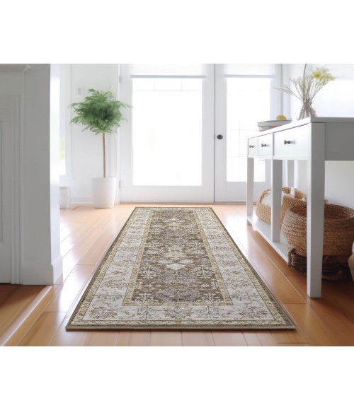 Dalyn Luxury Washable Hatay HY9 Brown 2'3" x 7'6" Runner Rug