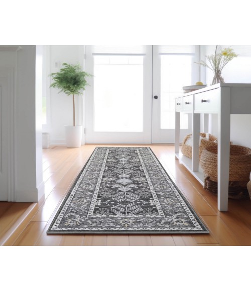 Dalyn Luxury Washable Hatay HY9 Charcoal 2'3" x 7'6" Runner Rug