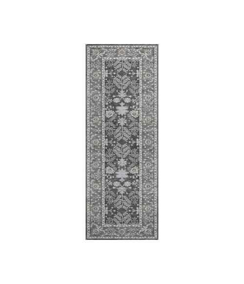 Dalyn Luxury Washable Hatay HY9 Charcoal 2'3" x 7'6" Runner Rug