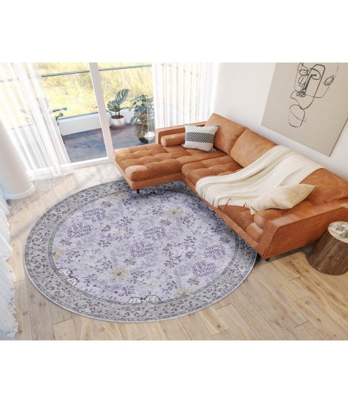 Dalyn Luxury Washable Hatay HY9 Lavender 8' x 8' Round Rug
