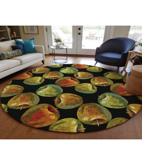 Dalyn Indoor/Outdoor Kendall KE8 Black Washable 8' x 8' Round Rug