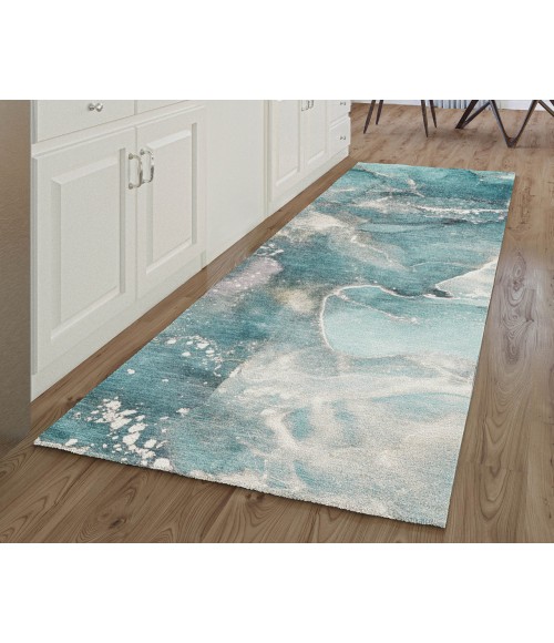 Dalyn Luxury Washable Odyssey OY11 Teal 2'3" x 7'6" Runner Rug