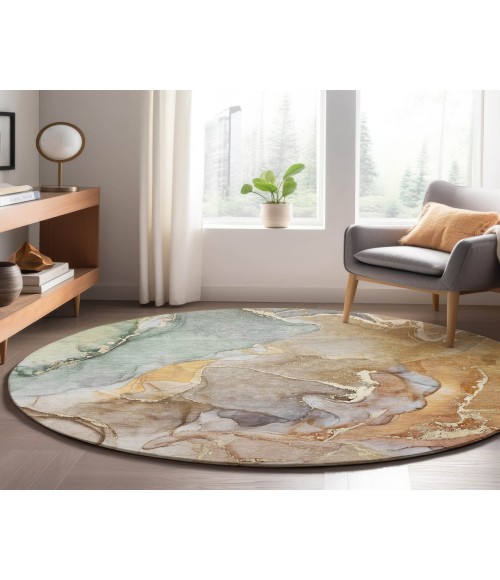 Dalyn Luxury Washable Odyssey OY1 Taupe 8' x 8' Round Rug