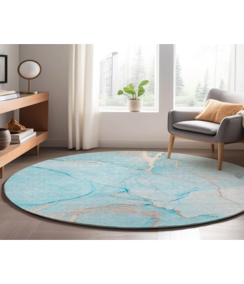 Dalyn Luxury Washable Odyssey OY7 Teal 8' x 8' Round Rug