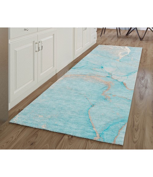 Dalyn Luxury Washable Odyssey OY7 Teal 2'3" x 7'6" Runner Rug