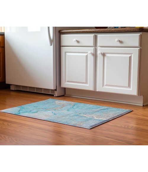 Dalyn Luxury Washable Odyssey OY7 Teal 1'8" x 2'6" Rug