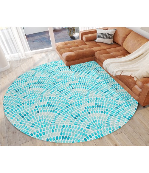 Dalyn Indoor/Outdoor Seabreeze SZ7 Teal Washable 8' Round Rug