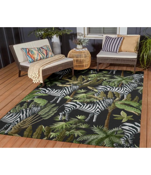 Dalyn Indoor/Outdoor Tropics TC13 Black Washable 10' x 14' Rug