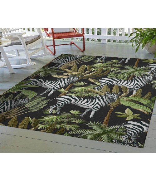 Dalyn Indoor/Outdoor Tropics TC13 Black Washable 10' x 14' Rug