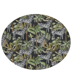 Dalyn Indoor/Outdoor Tropics TC13 Black Washable 8' x 8' Round Rug
