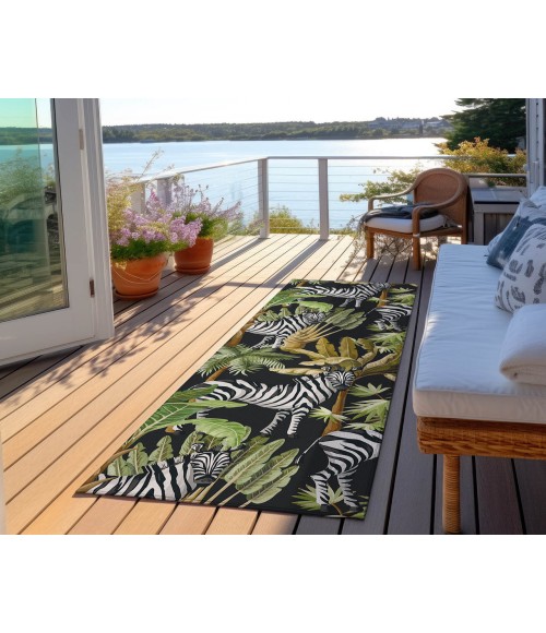 Dalyn Indoor/Outdoor Tropics TC13 Black Washable 2'3" x 7'6" Runner Rug